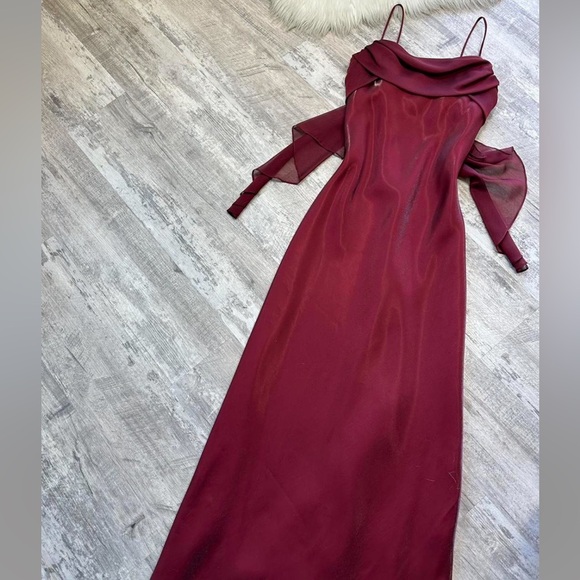 Vintage 90’s Iridescent Crimson Dress Prom Dress Maxi Dress Red Size Large - Picture 9 of 14